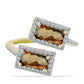 Goldplattierter Silberring mit Cognac-Quarz und weißem Topas