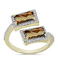 Goldplattierter Silberring mit Cognac-Quarz und weißem Topas