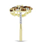 Goldplattierter Silberring mit Cognac-Quarz und weißem Topas