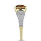 Goldplattierter Silberring mit Cognac-Quarz und weißem Topas