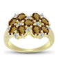 Goldplattierter Silberring mit Cognac-Quarz und weißem Topas