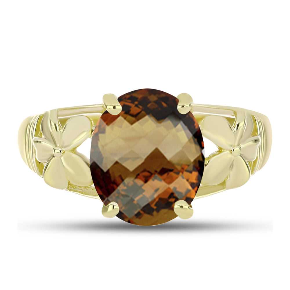 Goldplattierter Silberring mit Cognac-Quarz