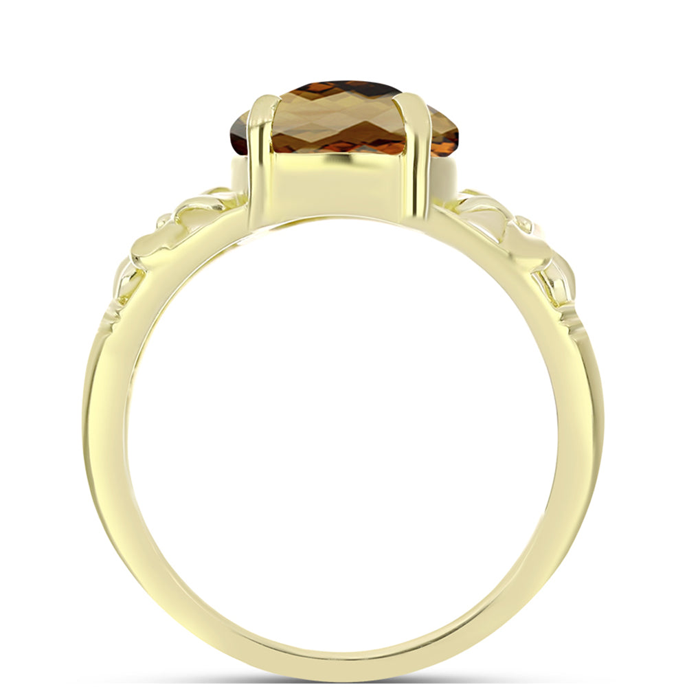 Goldplattierter Silberring mit Cognac-Quarz 2 