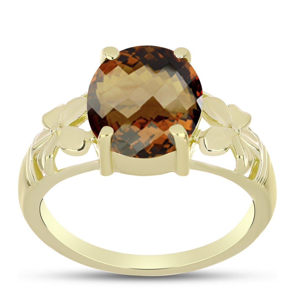 Goldplattierter Silberring mit Cognac-Quarz 3 