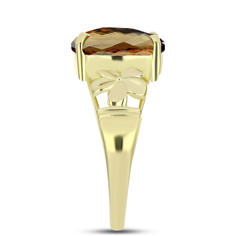 Goldplattierter Silberring mit Cognac-Quarz