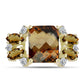 Goldplattierter Silberring mit Cognac-Quarz und weißem Topas