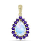 Goldplattierter Silberanhänger mit Regenbogenmondstein und marokkanischem Amethyst