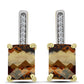 Goldplattierte Silberohrringe mit Cognac-Quarz und weißem Topas
