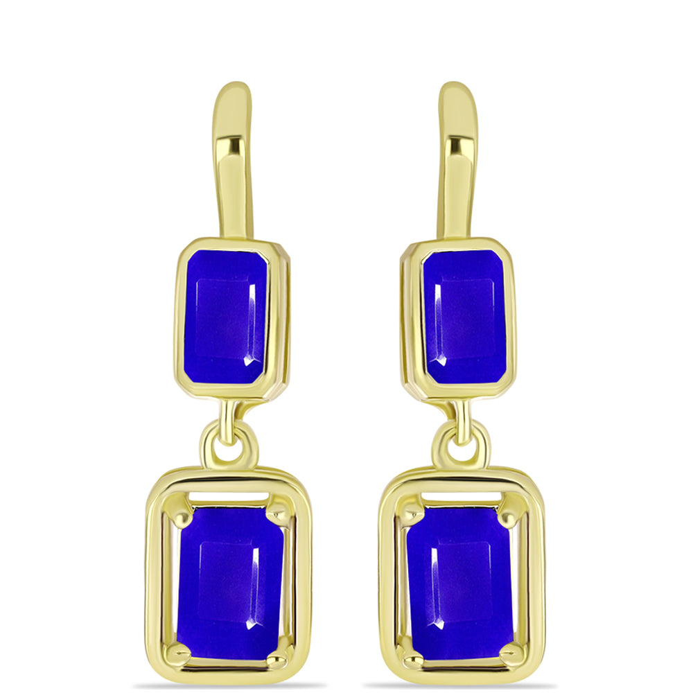 Goldplattierte Silberohrringe mit blauem Achat