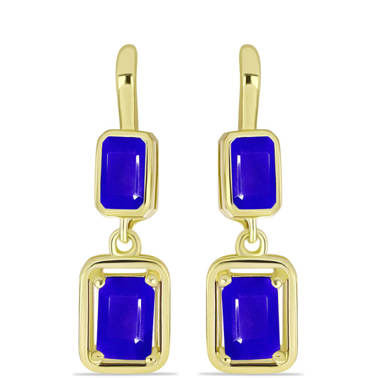 Goldplattierte Silberohrringe mit blauem Achat