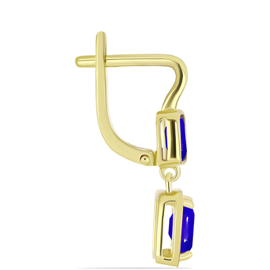 Goldplattierte Silberohrringe mit blauem Achat