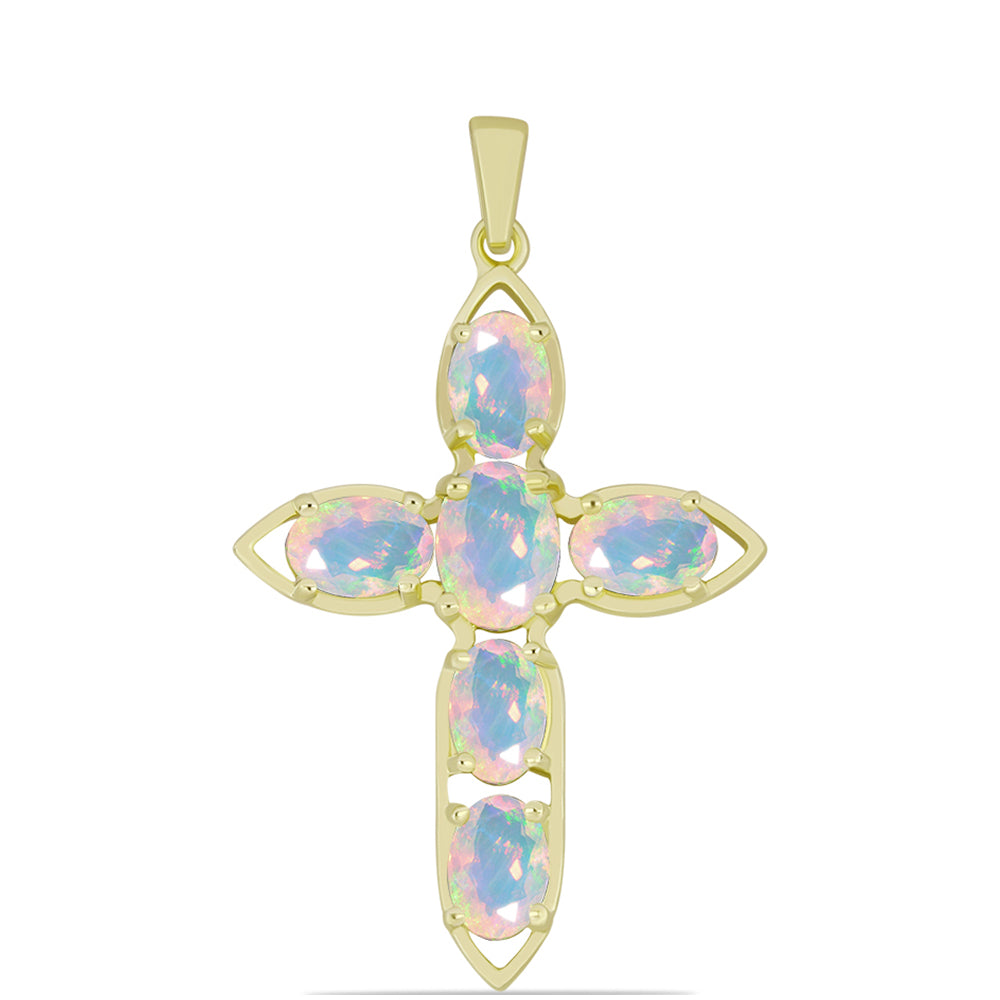 Goldplattierter Silberanhänger mit Welo-Opal