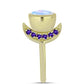 Goldplattierter Silberring mit Regenbogenmondstein und marokkanischem Amethyst