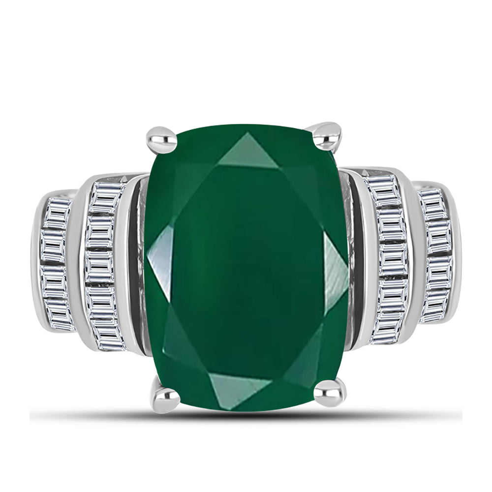 Silberring mit grünem Chalcedon und weißem Zirkon