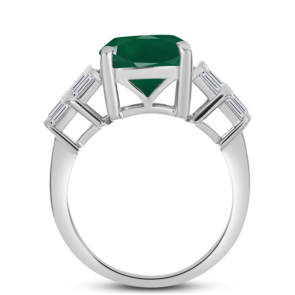 Silberring mit grünem Chalcedon und weißem Zirkon 2 