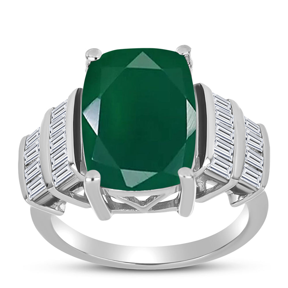 Silberring mit grünem Chalcedon und weißem Zirkon 3 