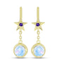Goldplattierte Silberohrringe mit Regenbogenmondstein und marokkanischem Amethyst