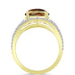 Goldplattierter Silberring mit Cognac-Quarz und weißem Topas