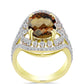 Goldplattierter Silberring mit Cognac-Quarz und weißem Topas