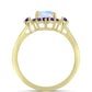 Goldplattierter Silberring mit Regenbogenmondstein und marokkanischem Amethyst