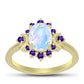 Goldplattierter Silberring mit Regenbogenmondstein und marokkanischem Amethyst