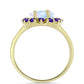 Goldplattierter Silberring mit Regenbogenmondstein und marokkanischem Amethyst