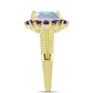 Goldplattierter Silberring mit Regenbogenmondstein und marokkanischem Amethyst