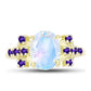 Goldplattierter Silberring mit Regenbogenmondstein und marokkanischem Amethyst