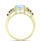 Goldplattierter Silberring mit Regenbogenmondstein und marokkanischem Amethyst
