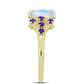 Goldplattierter Silberring mit Regenbogenmondstein und marokkanischem Amethyst