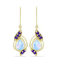 Goldplattierte Silberohrringe mit Regenbogenmondstein und marokkanischem Amethyst
