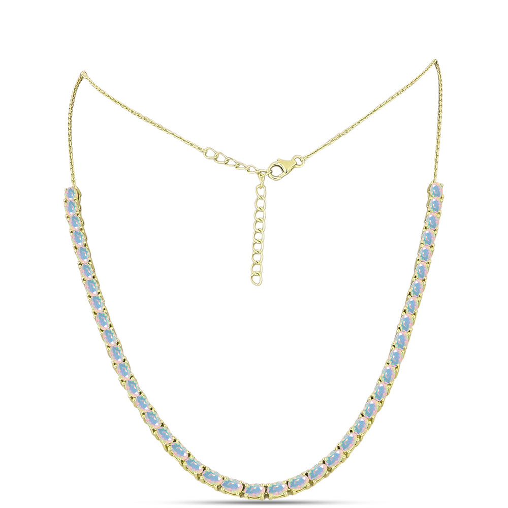 Goldplattierte Silberhalskette mit Welo-Opal 1 
