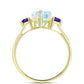 Goldplattierter Silberring mit Regenbogenmondstein und marokkanischem Amethyst