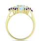 Goldplattierter Silberring mit Regenbogenmondstein und marokkanischem Amethyst