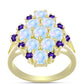 Goldplattierter Silberring mit Regenbogenmondstein und marokkanischem Amethyst