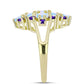 Goldplattierter Silberring mit Regenbogenmondstein und marokkanischem Amethyst