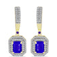Goldplattierte Silberohrringe mit blauem Achat und marokkanischem Amethyst