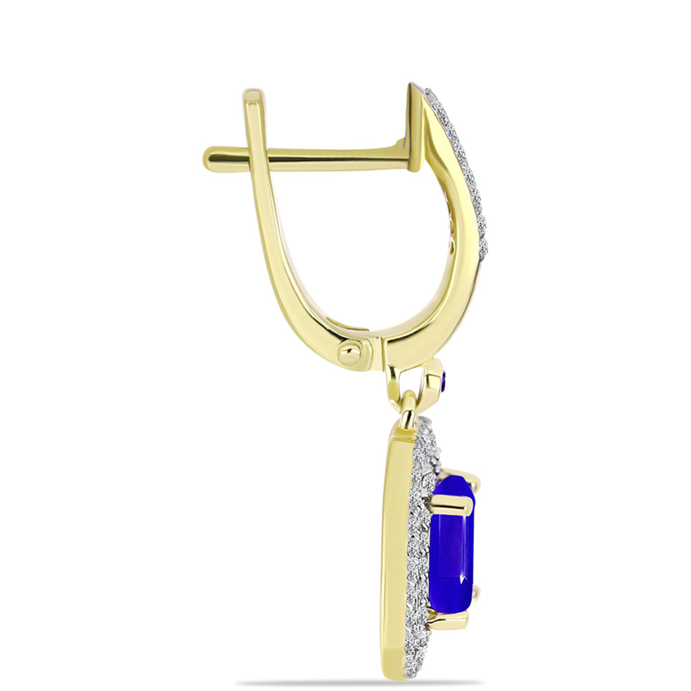 Goldplattierte Silberohrringe mit blauem Achat und marokkanischem Amethyst 2 