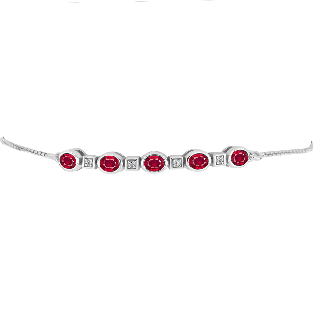 Silberarmband mit Rubin aus Madagaskar und weißem Topas 2 