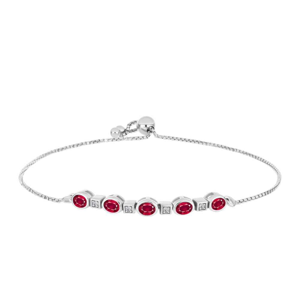 Silberarmband mit Rubin aus Madagaskar und weißem Topas 1 