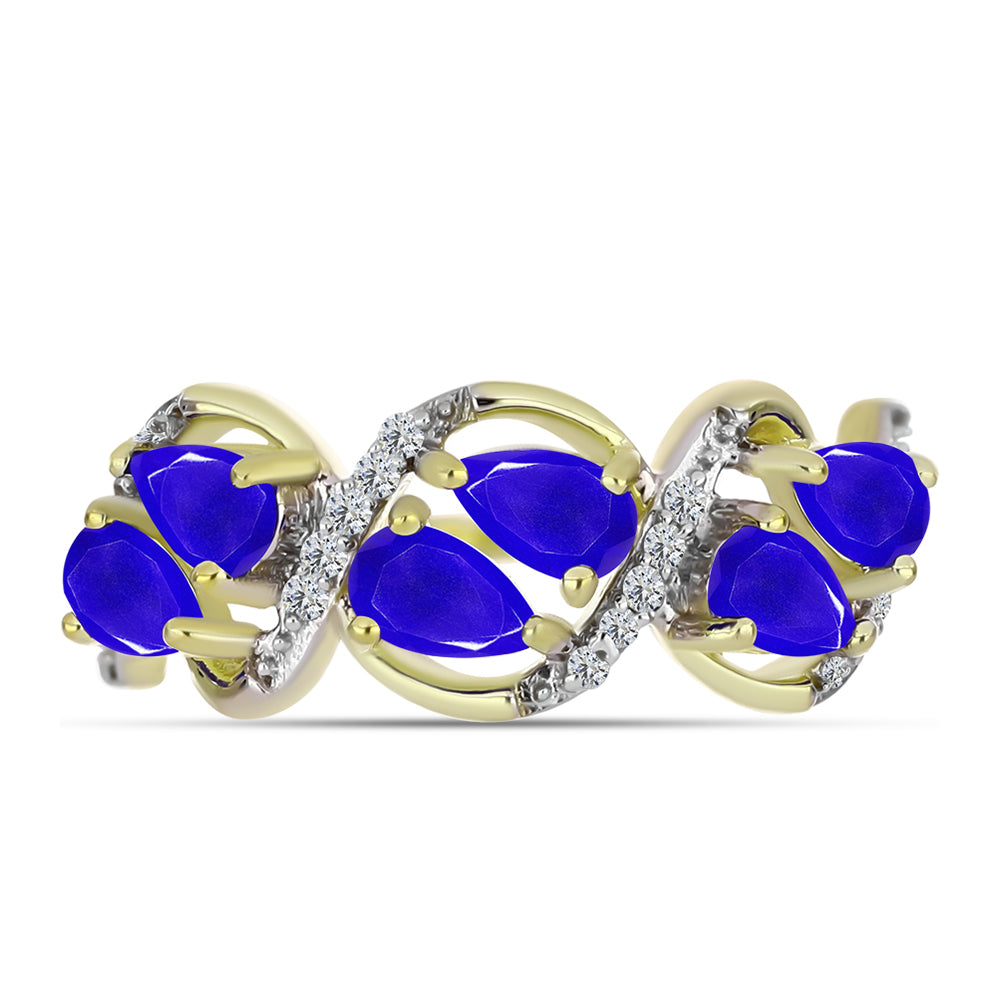Goldplattierter Silberring mit blauem Achat und weißem Topas 1 