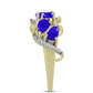 Goldplattierter Silberring mit blauem Achat und weißem Topas