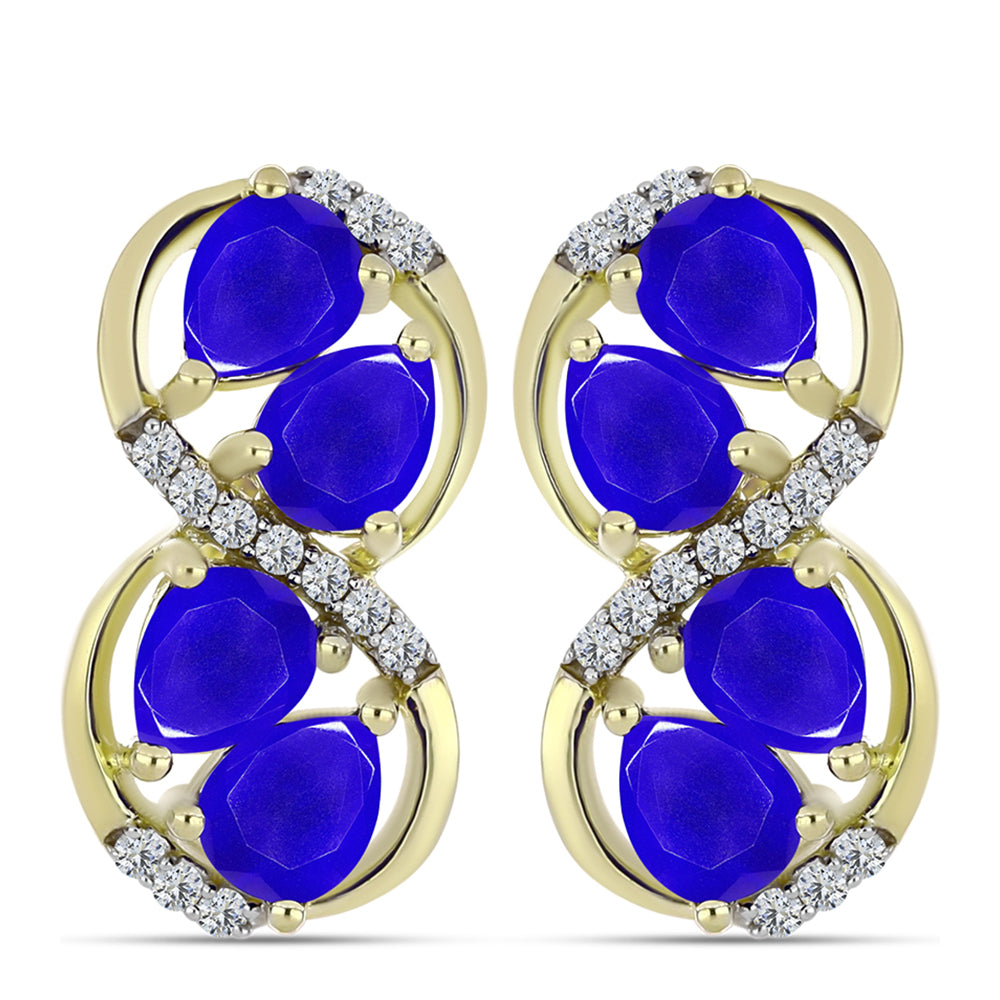 Goldplattierte Silberohrringe mit blauem Achat und weißem Topas 1 