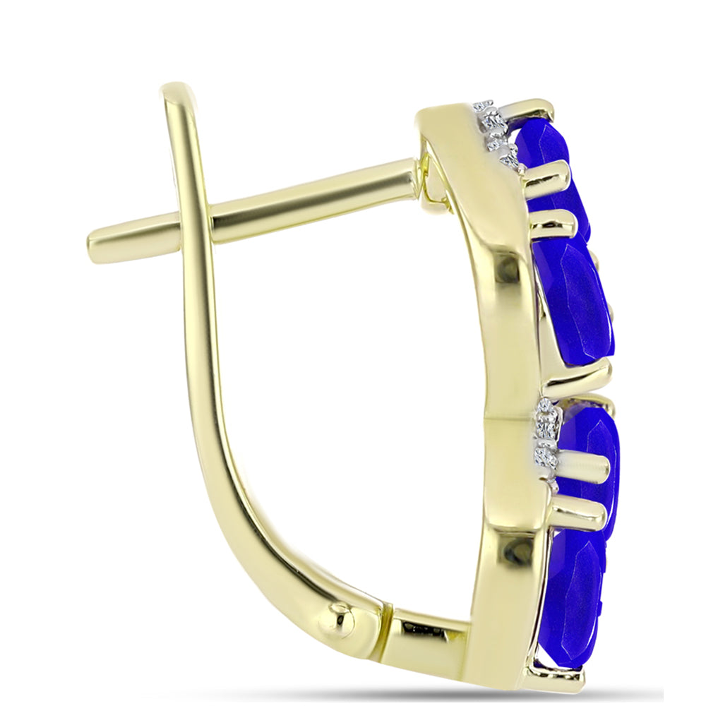 Goldplattierte Silberohrringe mit blauem Achat und weißem Topas