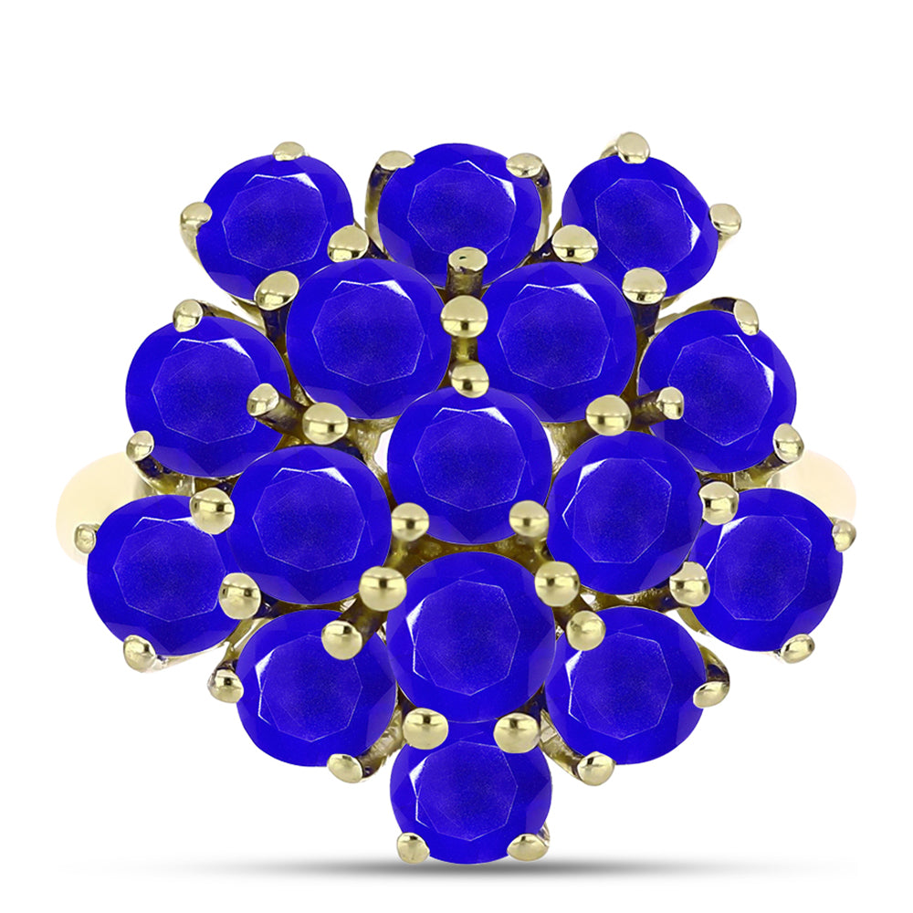 Goldplattierter Silberring mit blauem Achat