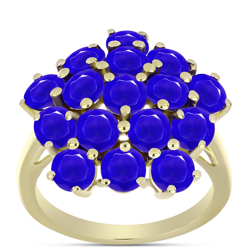 Goldplattierter Silberring mit blauem Achat