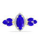Goldplattierter Silberring mit blauem Achat und weißem Topas