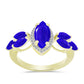 Goldplattierter Silberring mit blauem Achat und weißem Topas