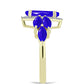 Goldplattierter Silberring mit blauem Achat und weißem Topas