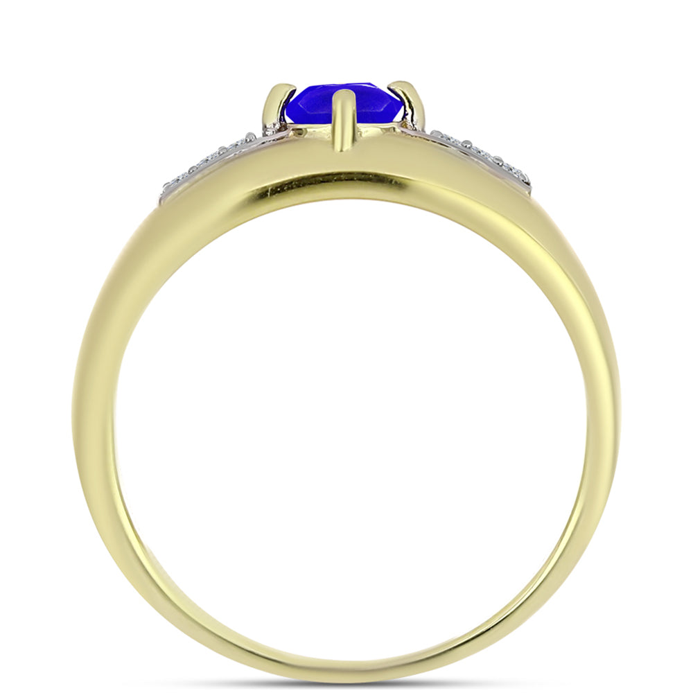 Goldplattierter Silberring mit blauem Achat und weißem Topas